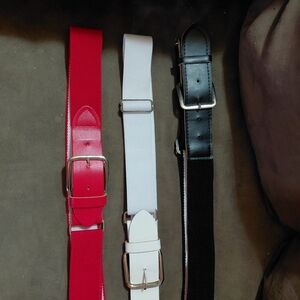 Set of Red, White, and Black Elastic/Stretch Belts